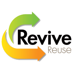 Image features two arrows, one in green and one in orange. To the right text is displayed that reads "Revive" in black and underneath that "Reuse" in brown.