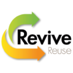 Image features two arrows, one in green and one in orange. To the right, text is displayed that reads "Revive" in black and underneath that "Reuse" in brown.